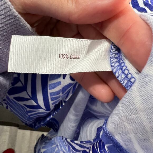 Stan Herman The Hamptons Petite 100% Cotton V-Neck Caftan Ocean/Palm Size PXS - Picture 10 of 10